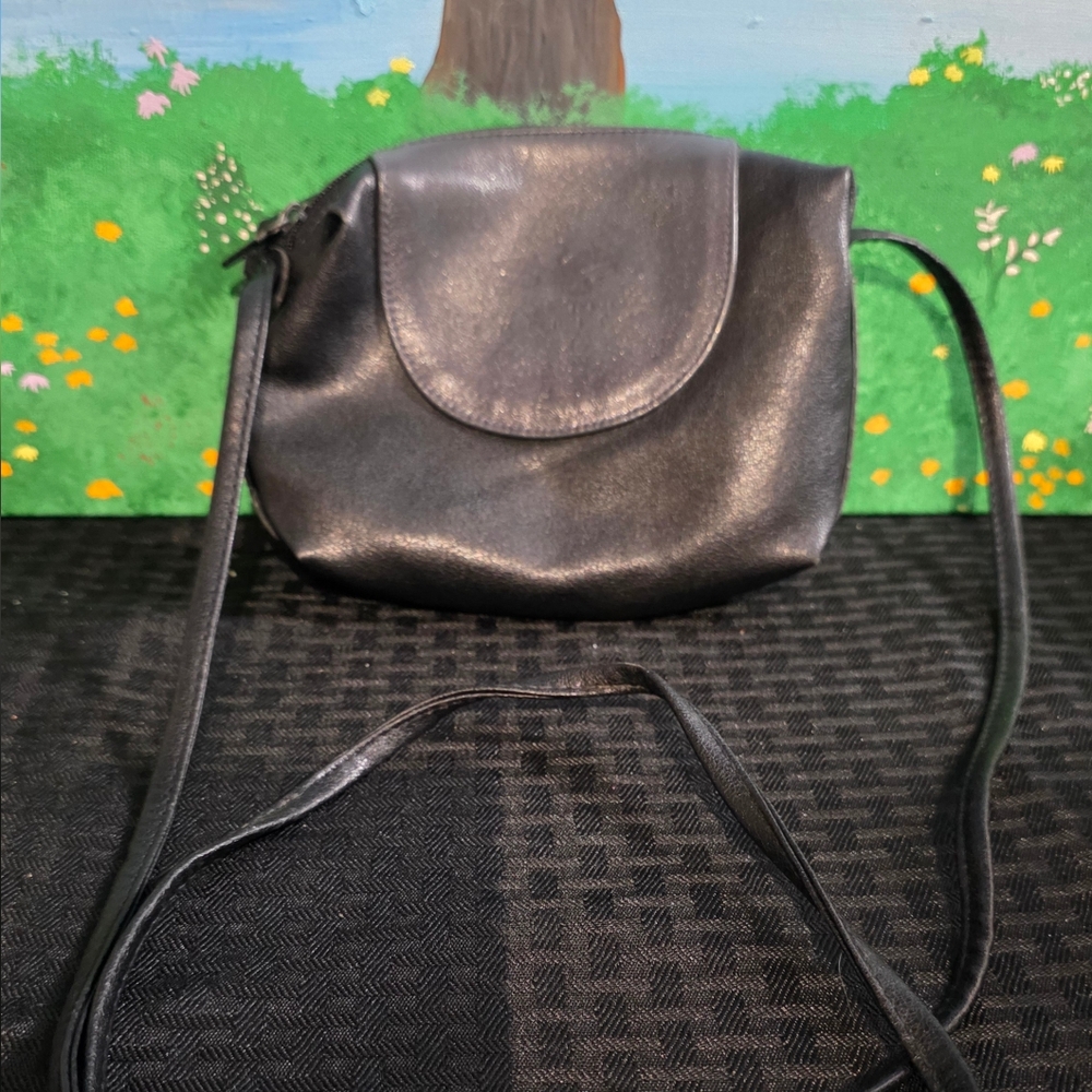 Perry Ellis Black Crossbody Bag with Flap Closure